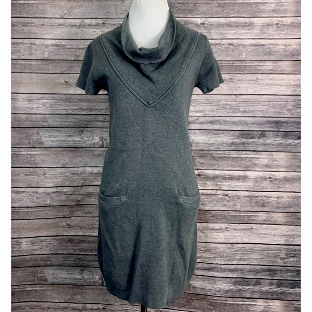 SHAE Black Short Sleeve Cowl Neck Sweater Dress